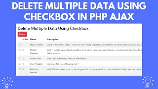 Delete Multiple Data Using Checkbox in PHP AJAX | Delete Multiple Data from Database in PHP