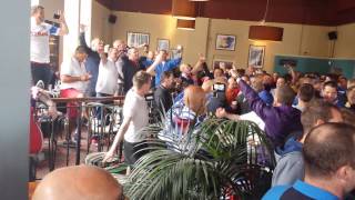 Rangers supporters in the pub pre Derby game Aug 2nd 2014