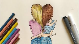 Como desenhar AMIGAS TUMBLR - passo a passo | Como dibujar Mejores amigas