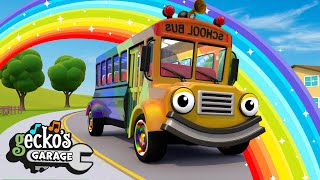 Wheels On The Rainbow Bus | Gecko's Garage | Trucks For Children | Cartoons For Kids