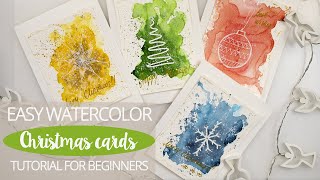 DIY simple Christmas CARDS in WATERCOLOR - tutorial with voiceover