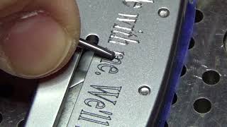 Hand Engraved Lettering on a Stainless Steel Knife