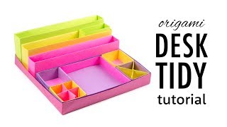 Origami Desk Organizer Boxes Tutorial - DIY - Paper Kawaii