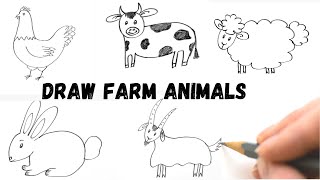How to draw animals | Follow along drawing for kids | Farm animal drawing