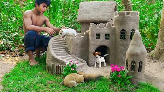 Puppies Rescued From Jungle PIT Building Dog Castle For Puppies