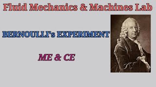 Bernoulli's Experiment|Experimental verification of Bernoulli's theorem|Civil & Mechanical