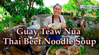 Guay Teaw Nua Thai Noodle Soup of Slow Cooked Beef in Rich Broth