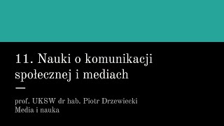 Nauki o komunikacji społecznej i mediach