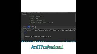 Python Dictionary - Python beginner tutorials #shorts #python #anitprofessional #pythonbeginner