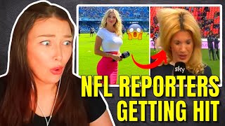 New Zealand Girl Reacts to NFL Reporters Getting Hit Compilation 😳