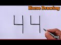 How to draw horse from number 4 | Easy horse drawing tutorial |Number Drawing @Artistman2