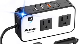 200W Car Power Inverter, PiSFAU DC 12V to 110V AC Car Plug Adapter Outlet