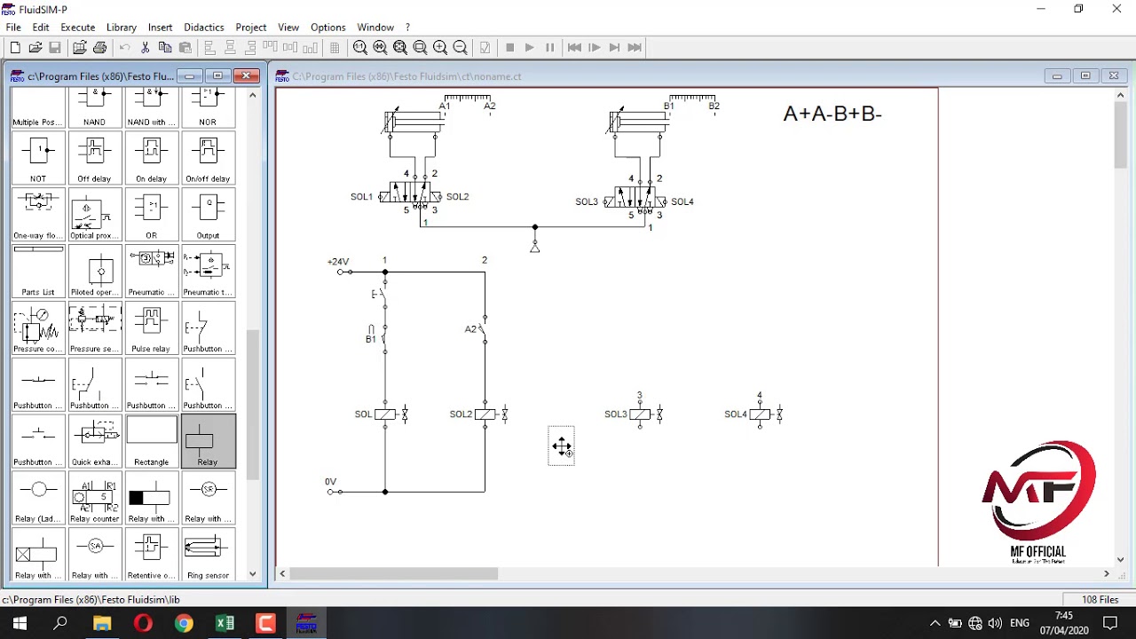 Rangkaian Elektropneumatik ( Gerakan A+A-B+B- ) - YouTube