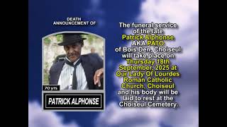Patrick Alphonse ~ Short Obituary