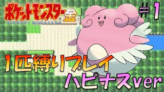 【ポケモン金銀】ポケモン1匹縛りプレイ!!ハピナスきみに決めた！part1【ゲーム実況】【縛りプレイ】