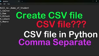 How to create csv file in Python || Python Pandas CSV Files - Complete Tutorial | Pandas Tutorial