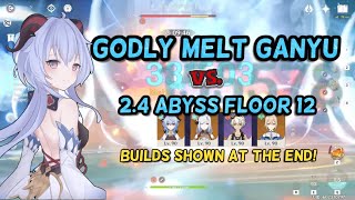 C6R5 Melt Ganyu Team feat. Sunfire Jean vs. Abyss 2.4 Floor 12 ALL Chambers (With build shown)