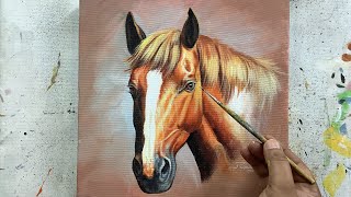 EASY HORSE PAINTING TUTORIAL || ACRYLIC PAINTING || STEP BY STEP TUTORIAL OF HORSE PAINTING