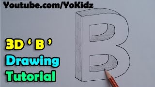 How to draw 3D drawing of letter B