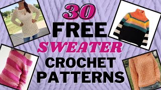 30 FREE Crochet Sweater Patterns for Ladies to Keep You Stylish \u0026 Warm😊