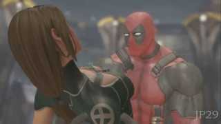 Deadpool Rogue Gameplay (Deadpool kisses Rogue)