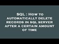 SQL : How to automatically delete records in sql server after a certain amount of time