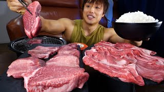 家で1人極厚すぎる脂身のみのフィレ肉焼肉が最高に米と合うのよ。