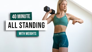 40 MIN YOU VS YOU - ALL STANDING HIIT Workout + Weights, No Repeat, Full Body Home Workout