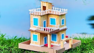 How to Make Modern Popsicle Sticks House - Building Popsicle Stick Mansion