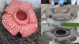 DIY RAFFLESIA FLOWERDESIGN POT | CEMENT CRAFT IDEAS/ EASY TUTORIAL!