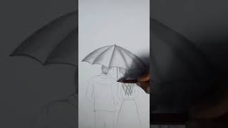 #shorts💥 #simple girl and boy drawing with #umbrella #easy draw beginners #trending #new shading art