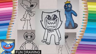 How to Draw ROBLOX-Rainbow Friends FNF Rainbow Friends Coloring Pages | Poppy Playtime collection