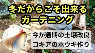 【冬のガーデニング】この時期だからこそ出来る土壌改良・庭のコキアを使ったホウキの作り方をまとめた動画です。#ガーデニング #japanesegardening #gardening