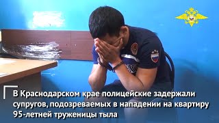 Полицейские задержали супругов, подозреваемых в нападении на квартиру 95-летней труженицы тыла