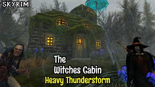 Skyrim - Witches Cabin In The Woods - Heavy Rain \u0026 Thunder Sounds For Sleep \u0026 Relaxing - Skyrim Rain