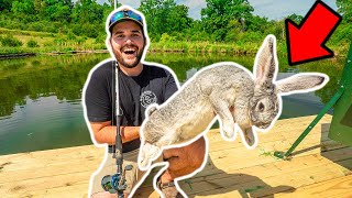 Taking the WORLD'S LARGEST RABBIT Fishing in My BACKYARD POND!!! (NEW PB)