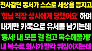 (실화사연) 천사 같던 동서가 스스로 세상을 등지고 '형님 저 직장 상사에게 당했어요' 하며 내게 유서를 보내는데/ 사이다 사연,  감동사연, 톡톡사연