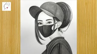 How to Draw a Nice girl With Mask 😷 Step By Step | A Cute Face - Drawing Tutorial | The Crazy SKetch