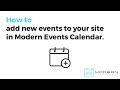 Adding New Events in Modern Events Calendar