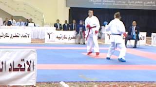 Two women fighters in Karate action in Qatar