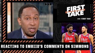 Stephen A. reacts to Joel Embiid calling Simmons’ situation ‘borderline disrespectful’ | First Take