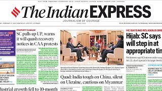 12th February, 2022. The Indian Express Newspaper Analysis presented by Priyanka Ma'am (IRS).