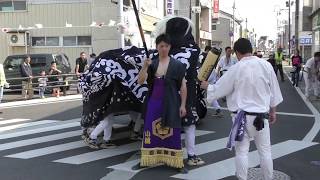 長井の黒獅子　十日町白山神社　令和元年宵宮祭2　道中での舞