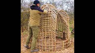 Creating a bushcraft shelter for winter survival in the wild