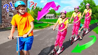 Ellie's Scooter Race with Jimmy | Funny DIY Costumes for Kids