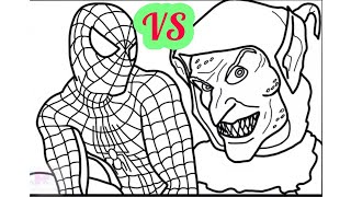 SPIDERMAN FIGHTS GREEN GOBLIN ON/SPIDERMAN VS GREEN GOBLIN/DRAW & COLORING #greengoblin #spiderman