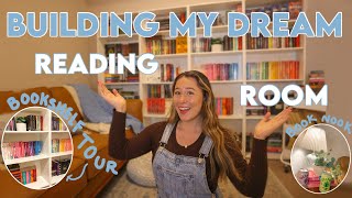 build my dream at home library with me | reading room makeover + bookshelf tour