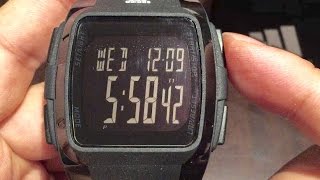 adidas Unisex ADP6090 Digital Black Striped Watch with Polyurethane Band