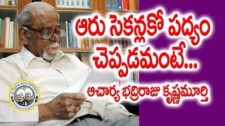 ఆరు సెకన్లకో పద్యం చెప్పడమంటే... // ఆచార్య భద్రిరాజు కృష్ణమూర్తి // శ్రీ కొప్పరపు కవుల కళాపీఠము