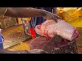 amazing 15 kg giant katla fish cutting skills live in fish market fish cutting skills